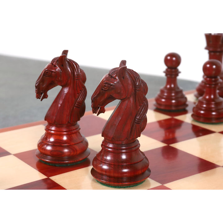 Combo of 4.6" Rare Columbian Triple Weighted Bud Rosewood Luxury Chess Pieces with 23" Chessboard and Storage Box