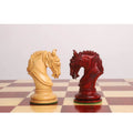 Contrasting boxwood and bud rosewood knight pieces from the Imperator set.