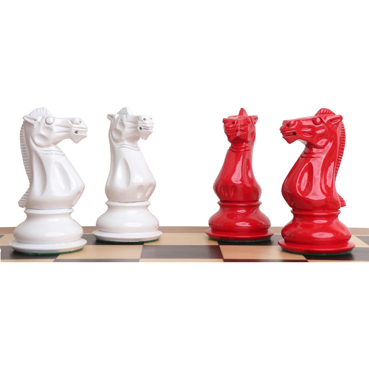 Slightly Imperfect 6.3" Jumbo Pro Staunton Luxury Chess Set- Chess Pieces Only - Red & White Lacquered