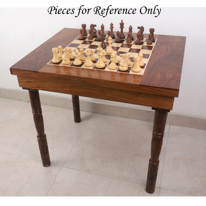 24" Chessmaster's Series Chess Board Table with Drawers - 27" Height- Golden Rosewood & Maple Wood