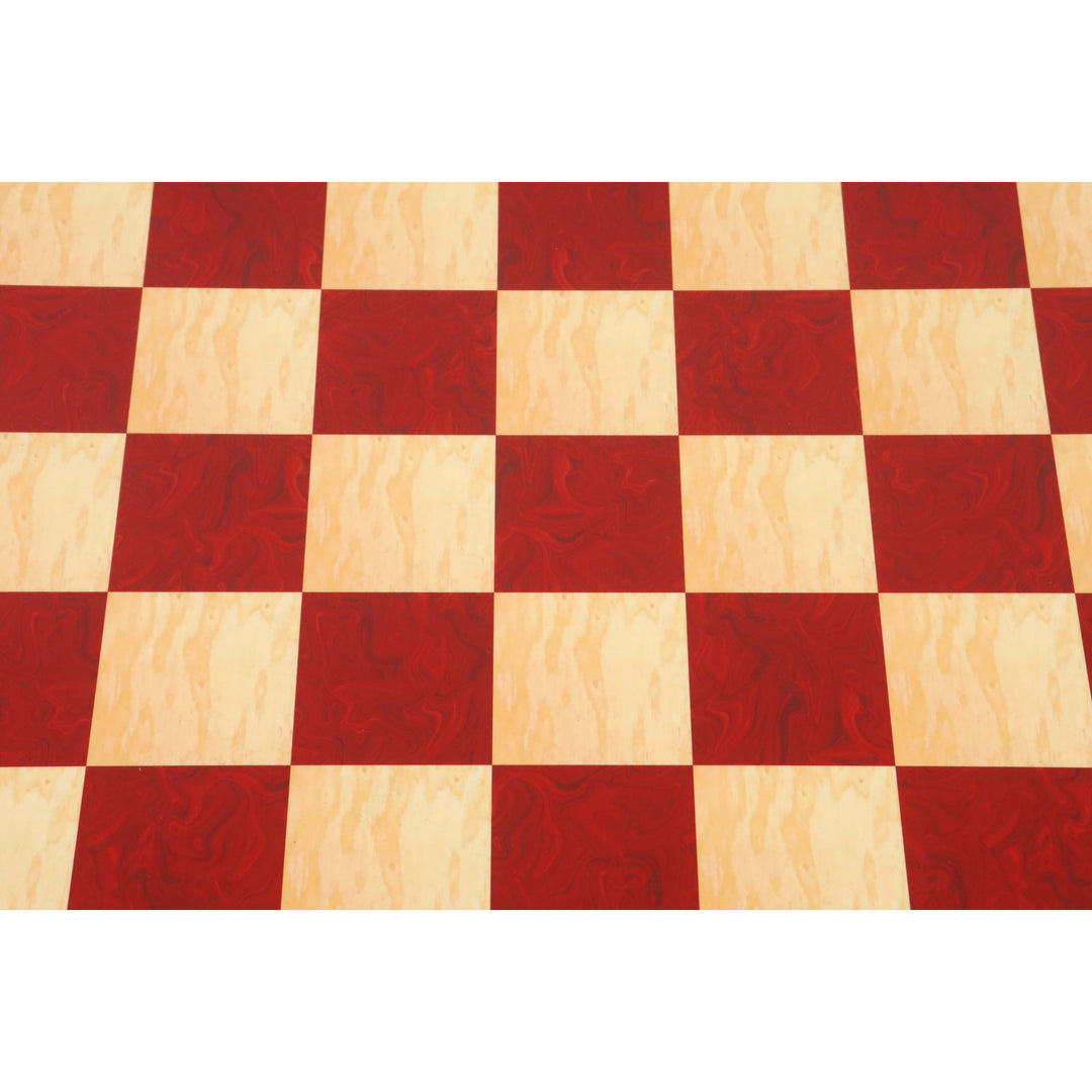 21" Tablero de ajedrez impreso de fresno rojo y boj - 55mm cuadrado - Acabado brillante