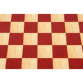 Detailed texture shot of the Red Ash Burl and Boxwood printed patterns on a professional 55mm square board.