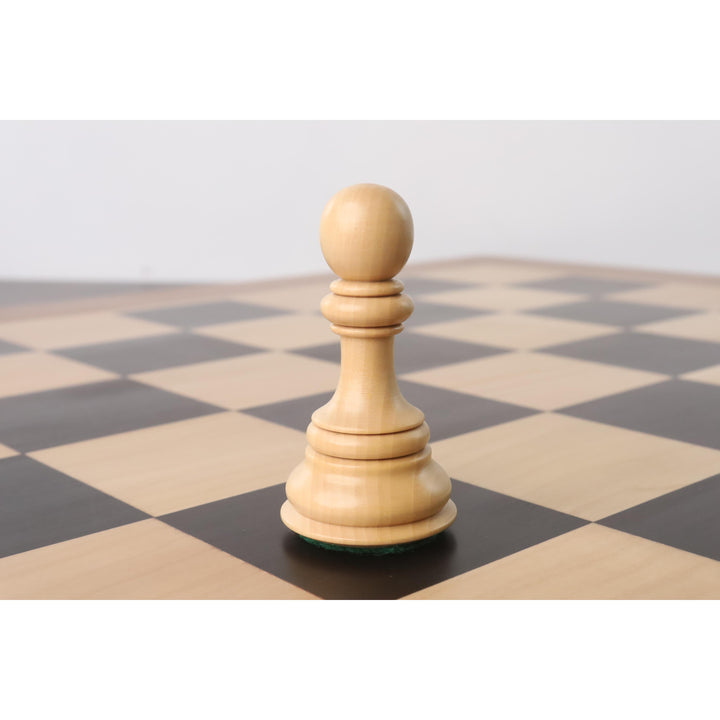 Jeu d'échecs légèrement imparfait 4.5 « Cavalier incliné de luxe Staunton - Pièces d'échecs uniquement - Bois d'ébène et buis