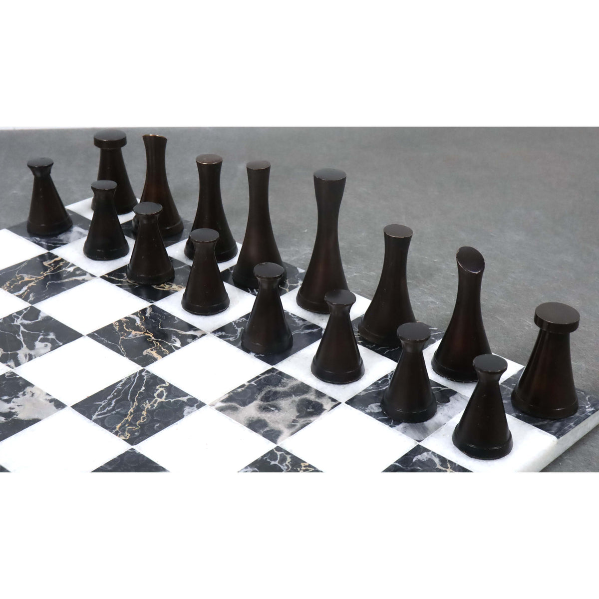 Slightly Imperfect 3.1" Tower Series Brass Metal Luxury Chess Pieces Only Set - Silver & Antique