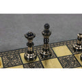 12" Staunton Inspired Luxury Brass Metal Chess Set - Gold & Black Pieces with Board