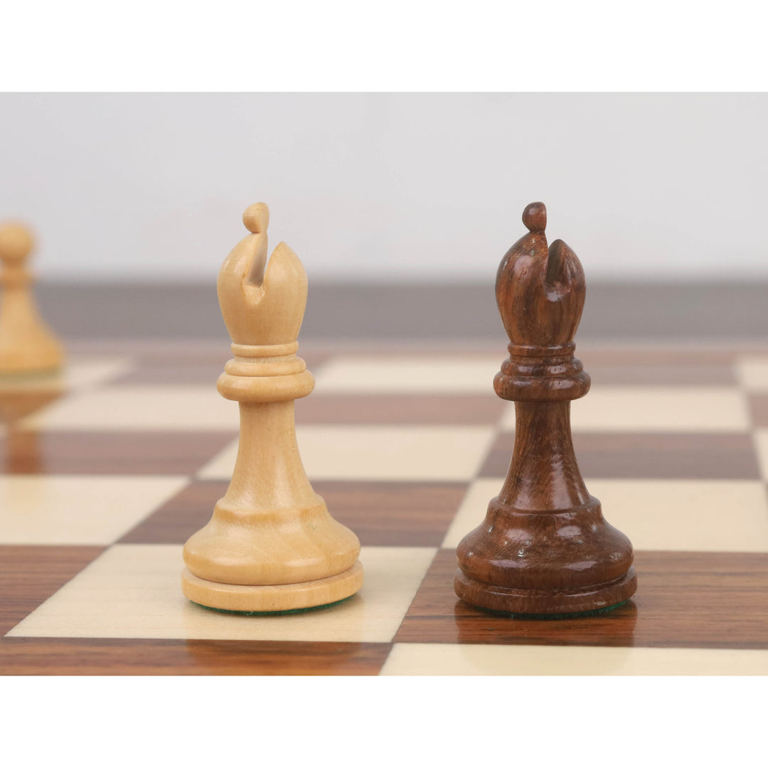 2.4" Jeu d'échecs en bois lesté Pro Staunton - Pièces d'échecs uniquement - Bois de rose doré