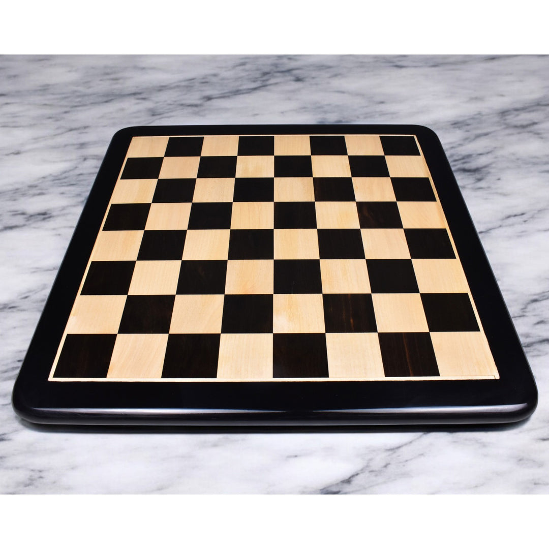 3.3" Spiraled Steed Luxury Chess Set - Ebony & Boxwood with Board and Leatherette Coffer Storage Box