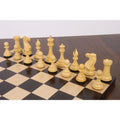 Diagonal view of the white boxwood pieces from the Sleek Staunton luxury chess set.