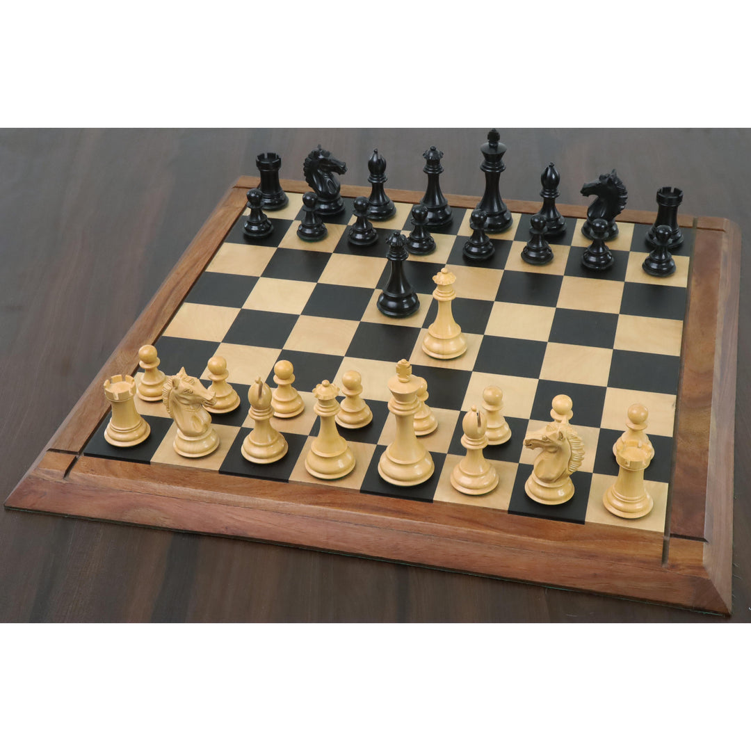 Slightly Imperfect 4" Alban Knight Staunton Chess Set - Chess Pieces Only - Weighted Ebonised Boxwood