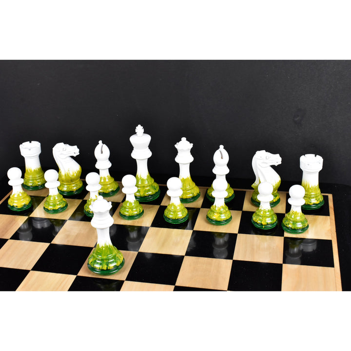 Slightly Imperfect 4.1" Fire & Ice Painted Staunton Weighted Wooden Chess Set- Chess Pieces Only Extra queens