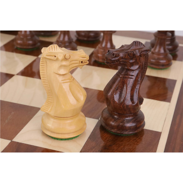 Kombo af Pro Staunton Skakbrikker med 22" træ turnerings skakbræt bord