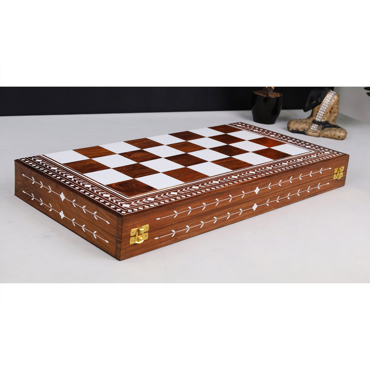 4.1" Pro Staunton Rosewood Chess Set with 21" Golden Rosewood & Acrylic Ivory Inlaid Wooden Folding Chess board