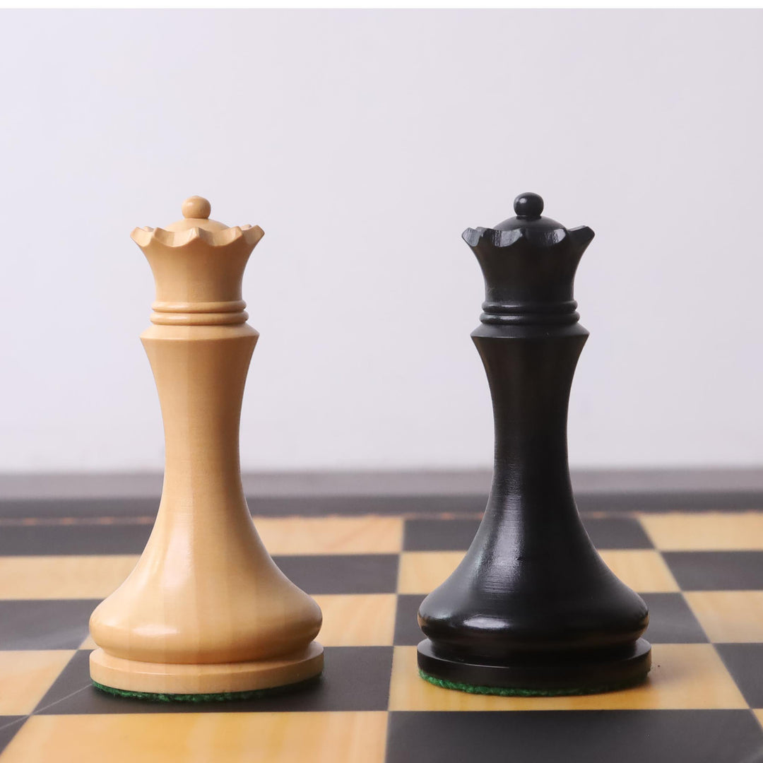 Slightly Imperfect 3.9" Zadar Series Modern Minimalist Chess Set- Chess Pieces Only- Weighted Ebonised Boxwood