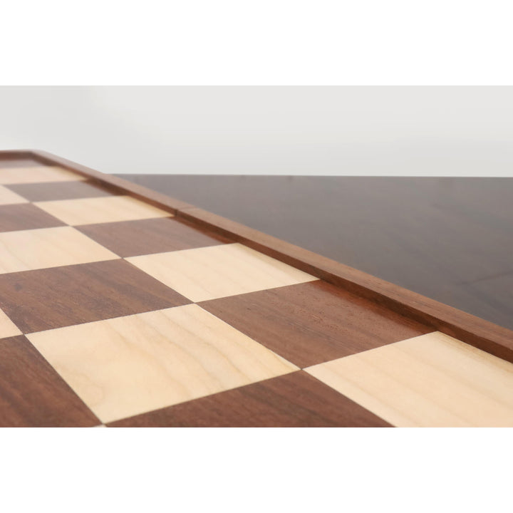 Slightly Imperfect 1950's Dubrovnik Chess Board Folding Style in Golden Rosewood & Maple Wood with Internal Storage - 57 mm square