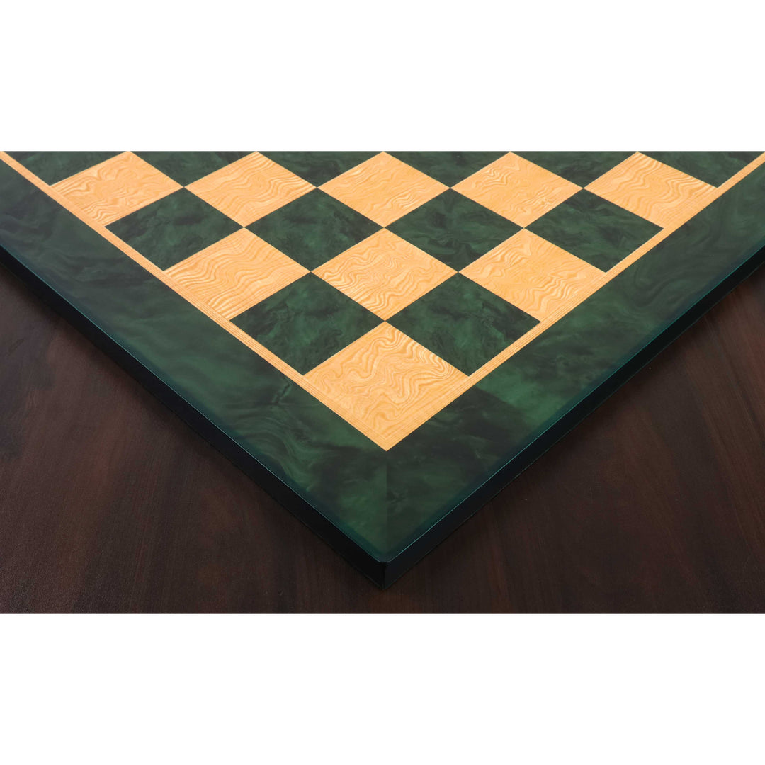 Slightly Imperfect 22" Green Ash Burl & Burl Boxwood Printed Chess Board- 57mm square- Gloss Finish