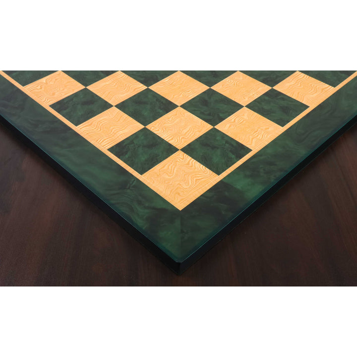Slightly Imperfect 22" Green Ash Burl & Burl Boxwood Printed Chess Board- 57mm square- Gloss Finish