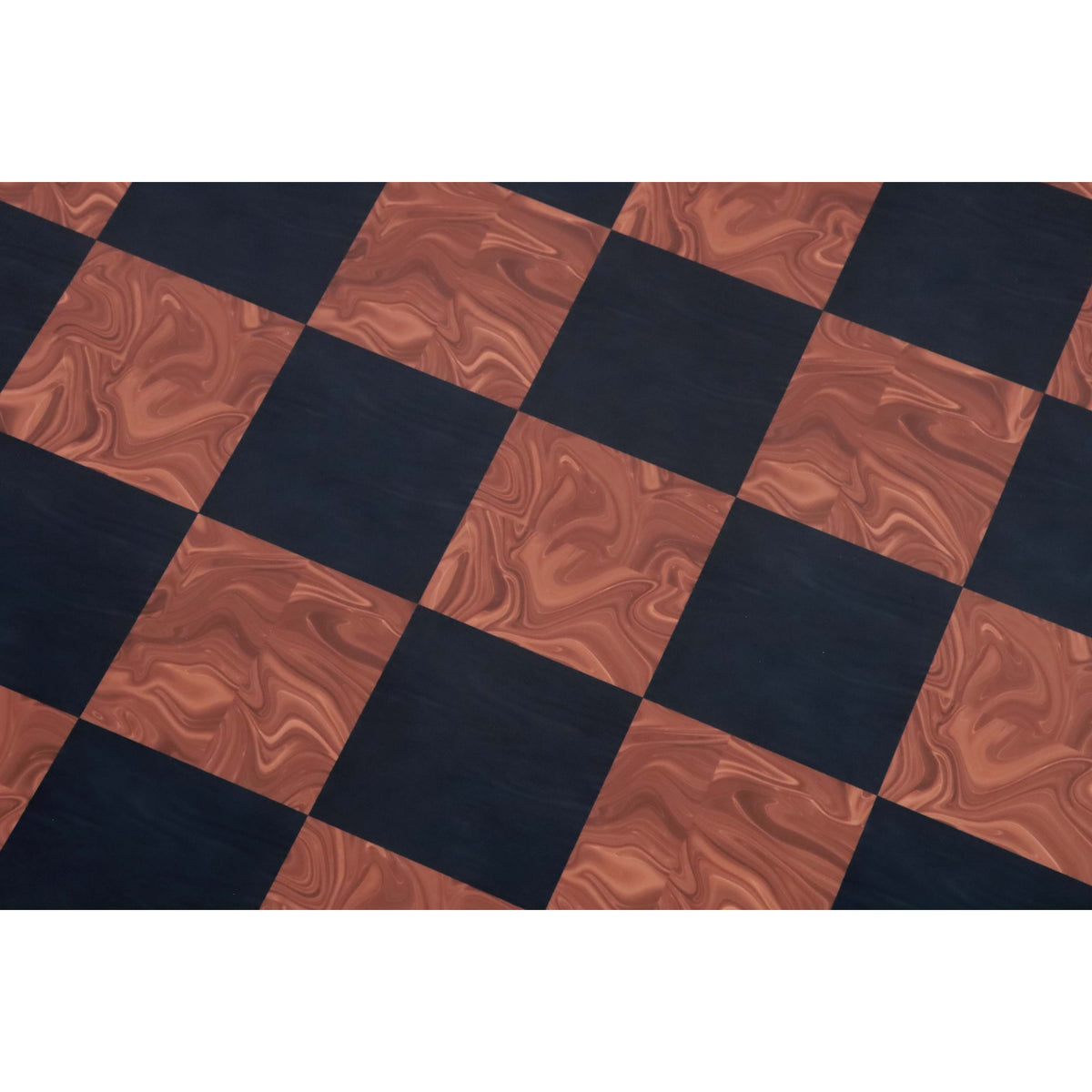 Direct overhead view of the alternating Brown Ash Burl and Burl Ebony printed squares.