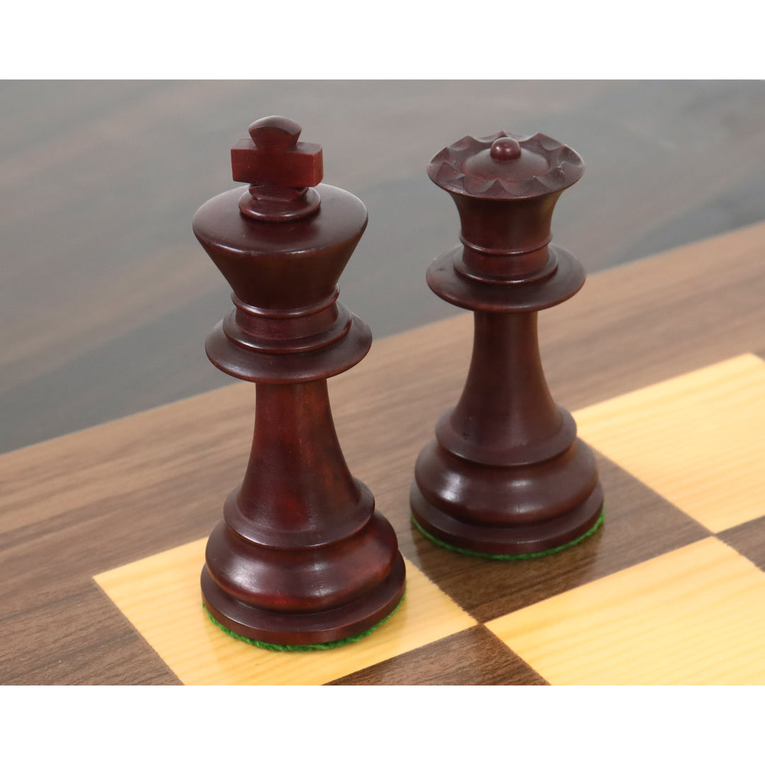 3.9" French Chavet Tournament Chess Set- Chess Pieces Only - Mahogany Stained & Boxwood - Warehouse Clearance - USA Shipping Only