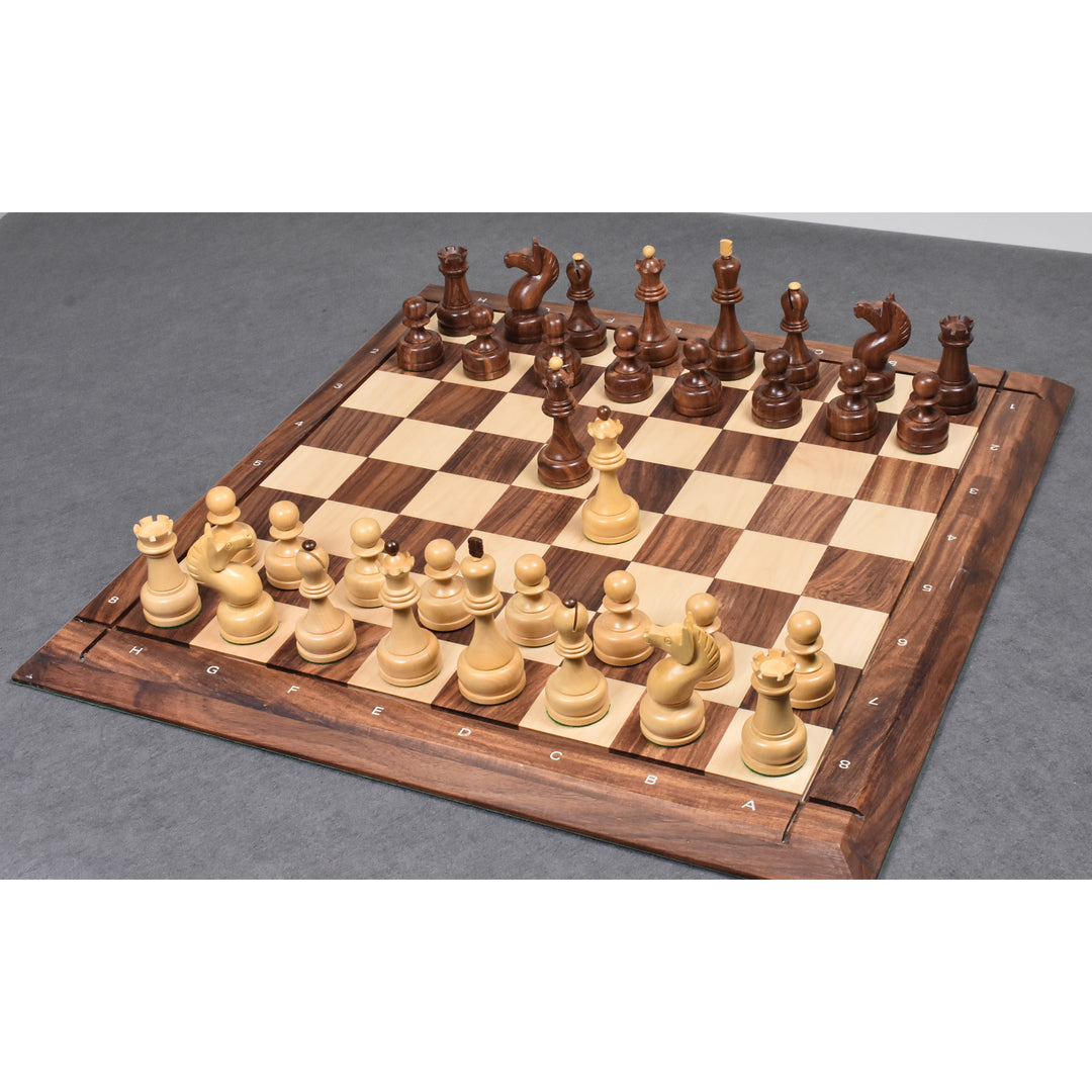 Slightly Imperfect 1960's Soviet Championship Tal Chess Set- Chess Pieces Only - Golden Rosewood - 4" King