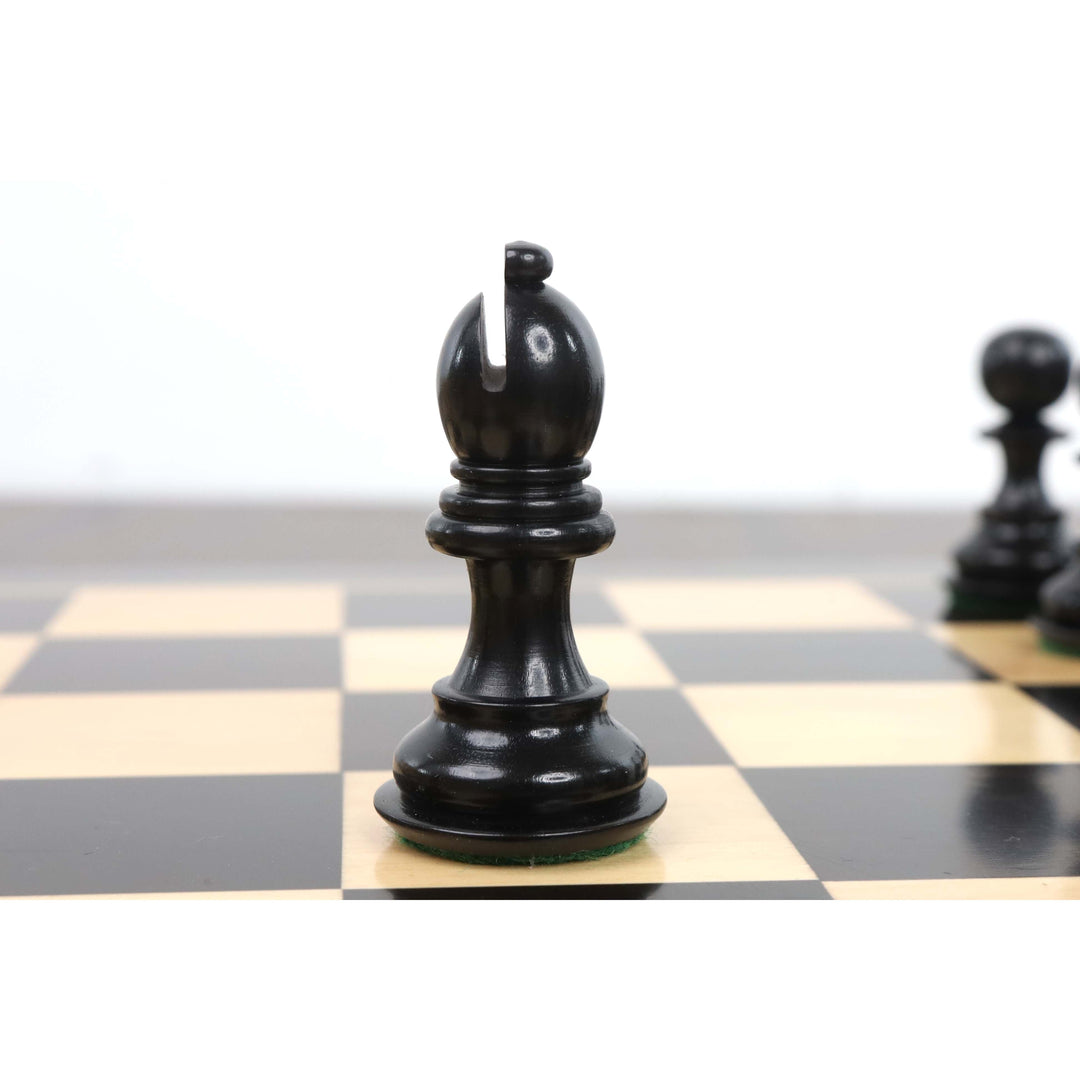 Nieznacznie niedoskonały 3,1-calowy zestaw szachów Pro Staunton Luxury - tylko figury szachowe - potrójnie obciążone drewno hebanowe