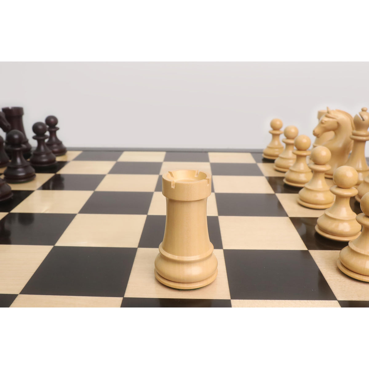 White boxwood rook piece from the Piatigorsky Cup chess collection.