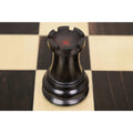 Detailed top view of ebony wood 1849 Jacques Cook Staunton rook chess piece