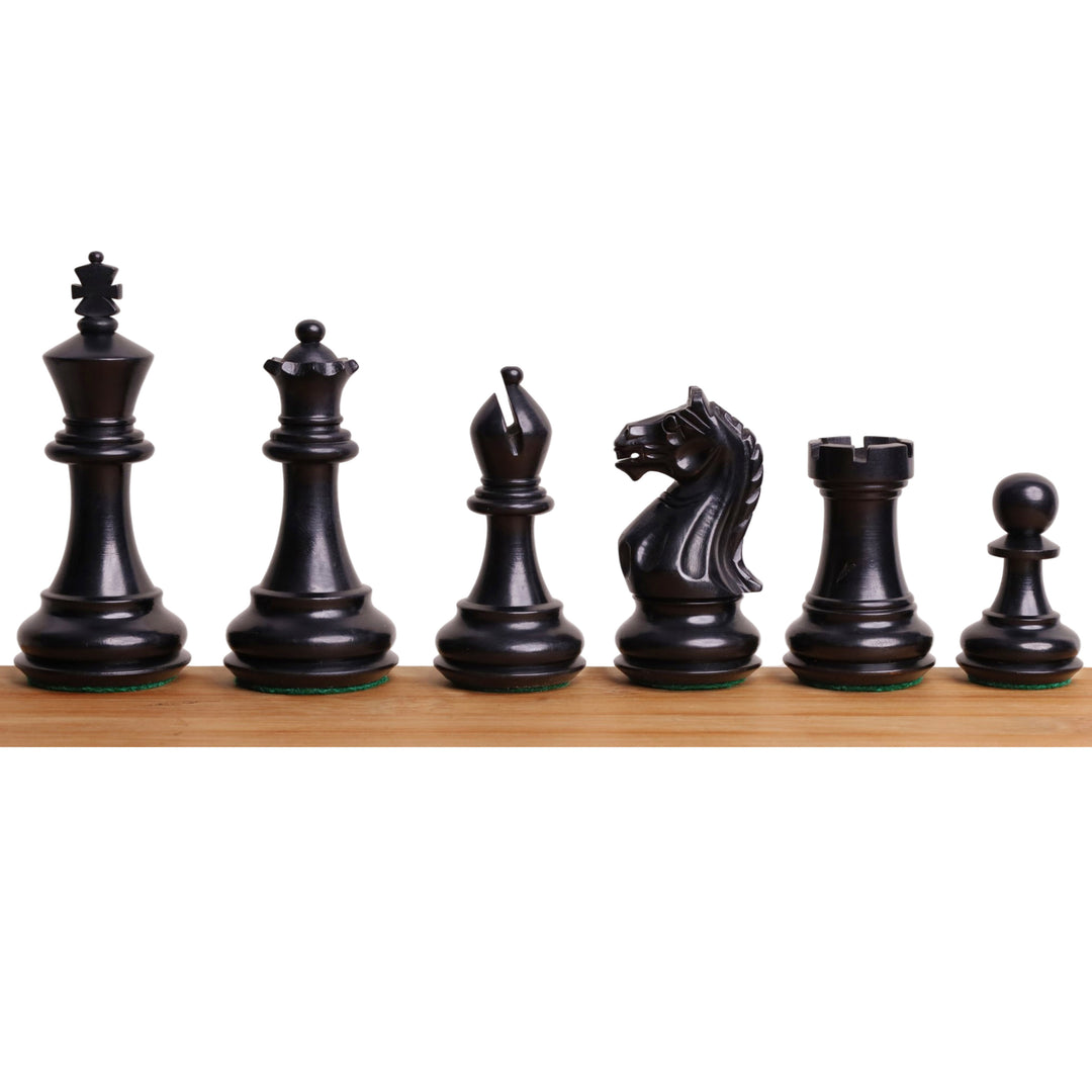 Combo of Queens Gambit Staunton Chess Set - Pieces in Ebonised Boxwood with Board and Box
