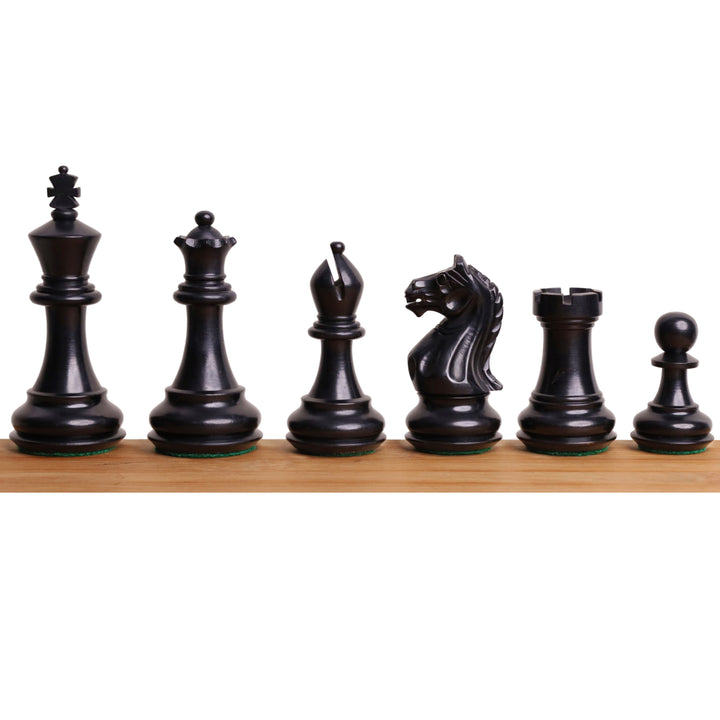 Combo of Queens Gambit Staunton Chess Set - Pieces in Ebonised Boxwood with Board and Box