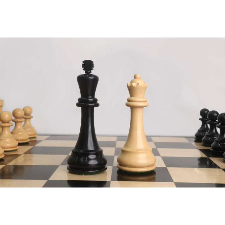 Slightly Imperfect Piatigorsky Cup Reproduced Chess Set- Chess Pieces Only- Ebony Wood – 5″ King