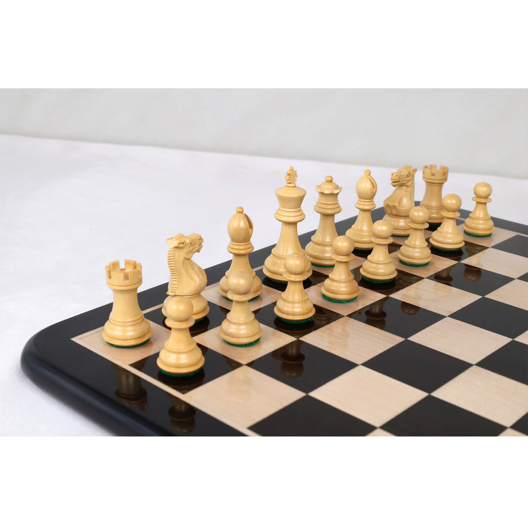 3" Professional Staunton Gift Chess Set - Pieces in Ebonized Boxwood with 17" Ebony Board & Storage Case