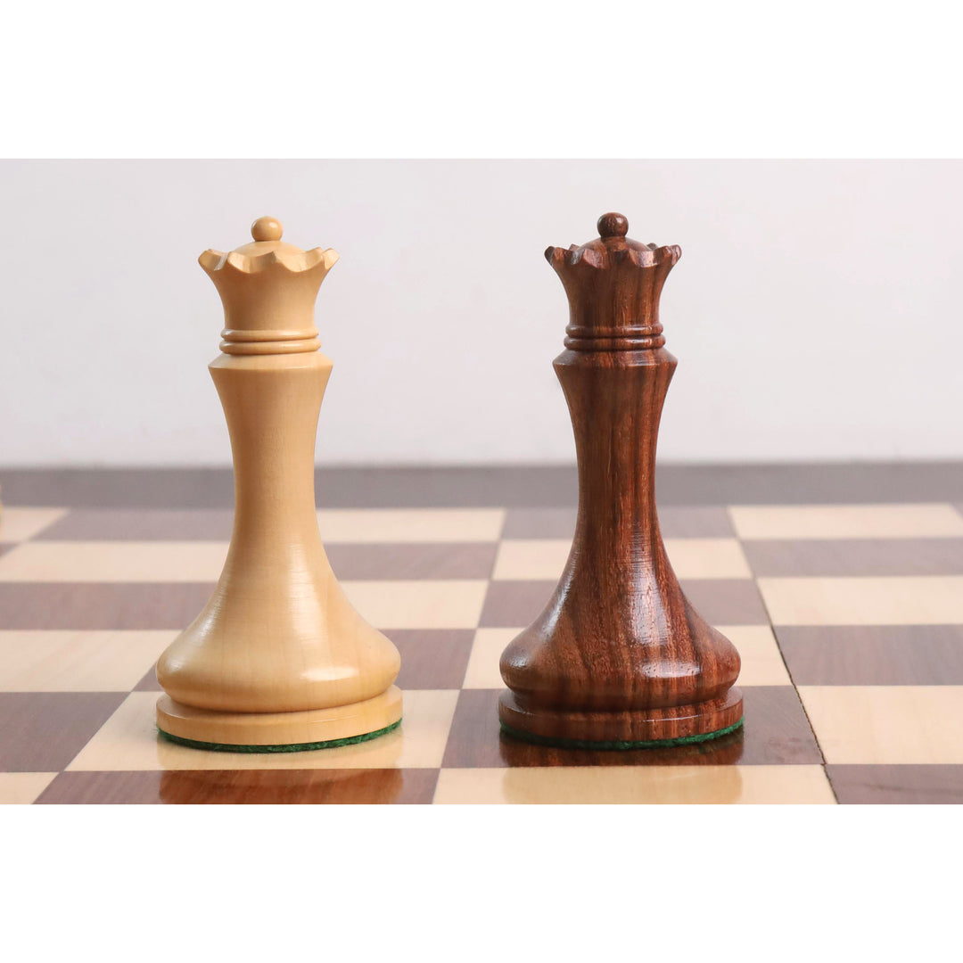 3.9" Zadar Series Modern Minimalist Combo Chess Set - Pieces in Golden Rosewood with Borderless Board and Box