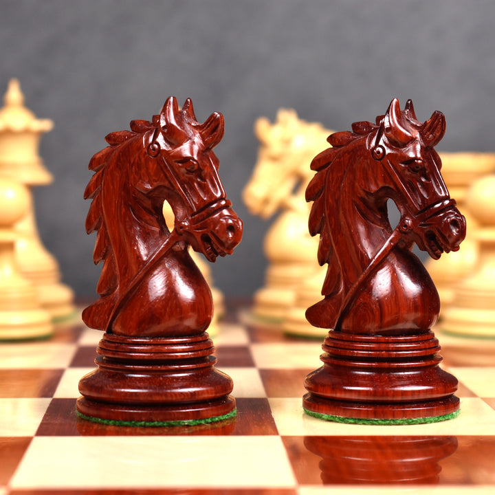 Combo of 4.3" Napoleon Luxury Staunton Triple Weight Bud Rosewood Chess Pieces with 23" Chessboard and Storage Box