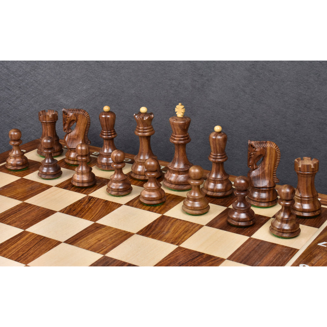 Slightly Imperfect 3.9" Russian Zagreb Chess Set- Chess Pieces Only - Weighted Golden Rosewood - Extra queens