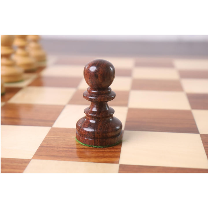 3,3" Taj Mahal Staunton skaksæt - kun skakbrikker - Rosentræ og buksbom