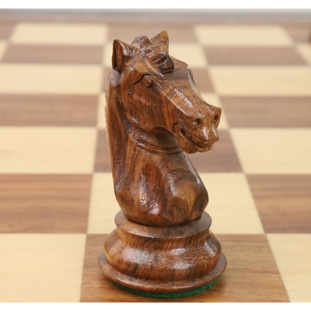 Slightly Imperfect 4" Alban Knight Staunton Chess Set- Chess Pieces Only - Weighted Golden Rosewood