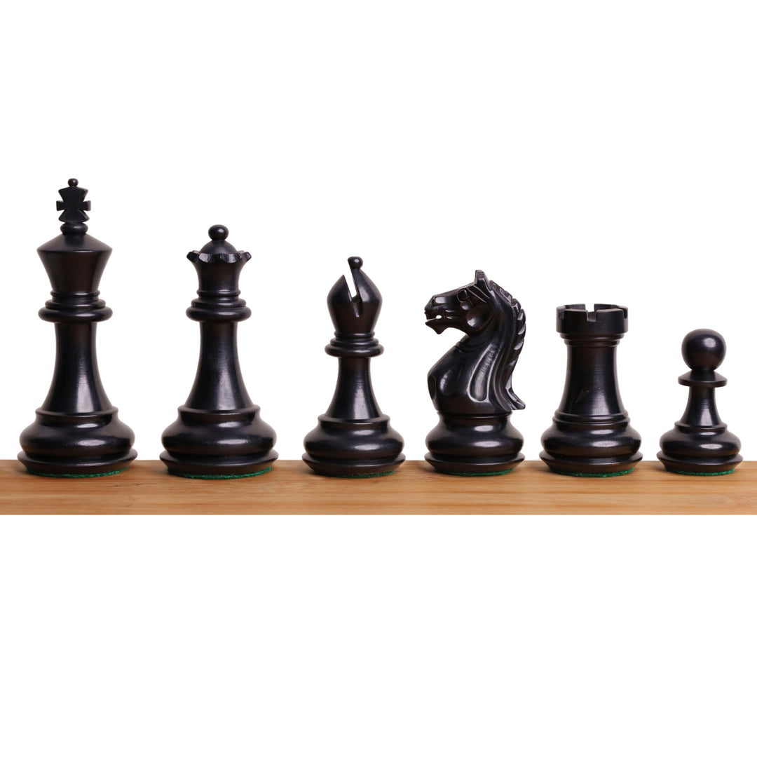 3.75" Queens Gambit Staunton Chess Set- Chess Pieces Only - Weighted Ebonised Boxwood