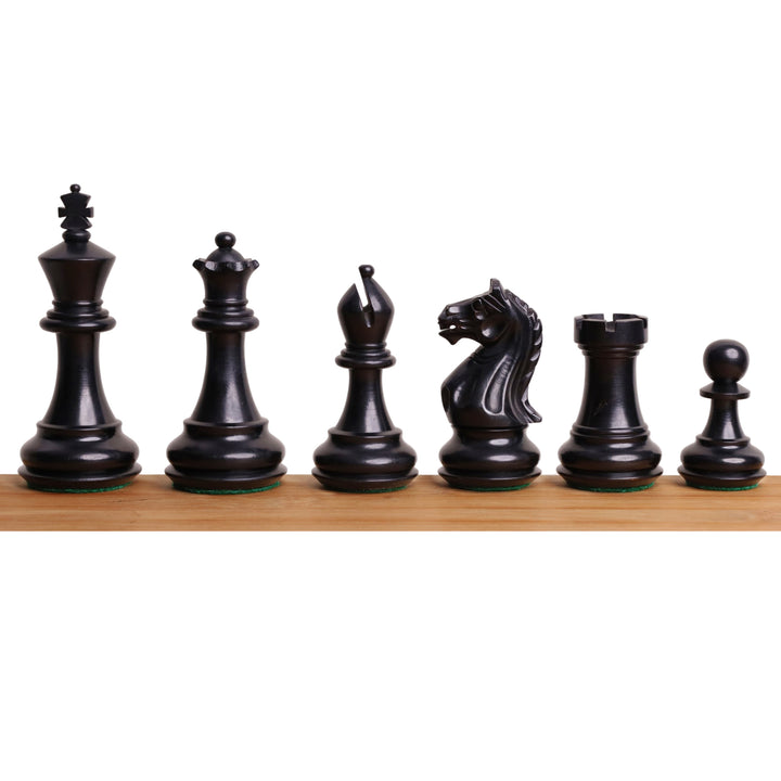 3.75" Queens Gambit Staunton Chess Set- Chess Pieces Only - Weighted Ebonised Boxwood