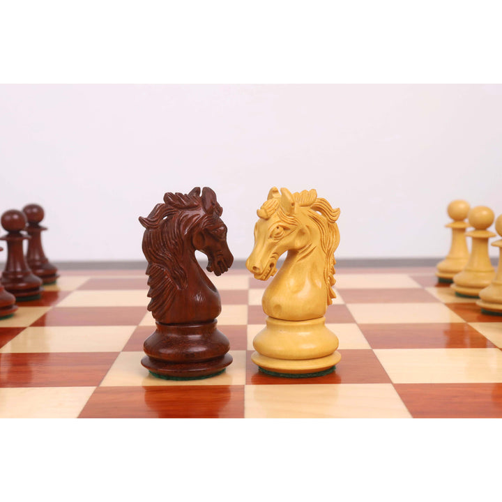 3.9" Heritage Series Staunton Chess Set Combo - Pieces in Bud Rosewood with 21" Chess Board and Storage Box