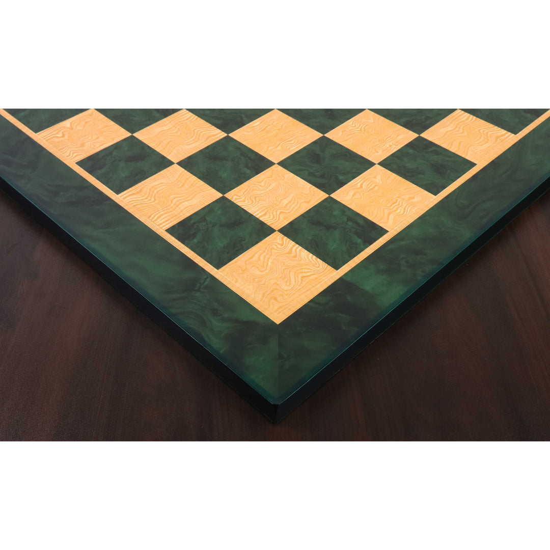23“ Grünes Eschenholz & Wurzelholz Buchsbaum gedruckt Schachbrett - 57mm Quadrat - Glänzende Oberfläche