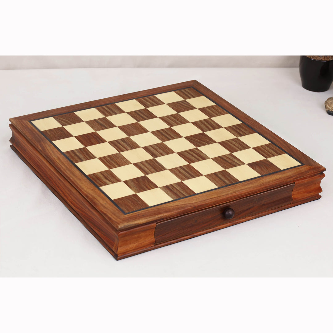 15” Legacy Magnetic Travel Chess Set in Golden Rosewood with Storage Drawers – Gift Edition