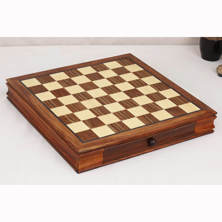 15” Legacy Magnetic Travel Chess Set in Golden Rosewood with Storage Drawers – Gift Edition