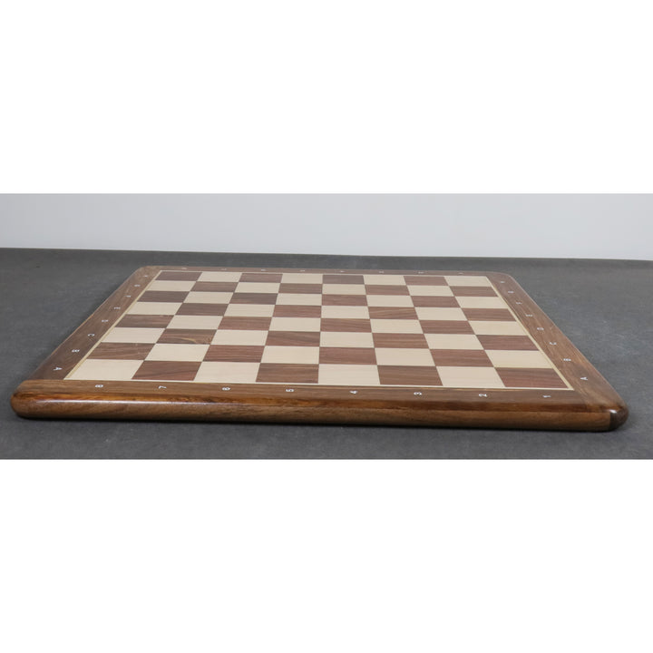 Slightly Imperfect 21" Large Chess board - Golden Rosewood & Maple - 55 mm Square- Algebraic Notations