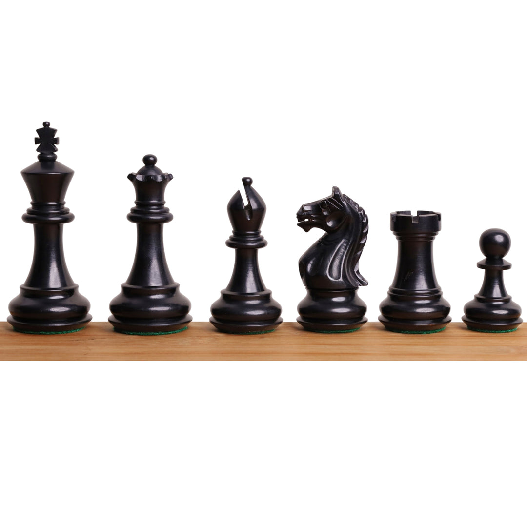Complete set of black Ebonised Boxwood chess pieces from the Queen's Gambit Staunton collection.