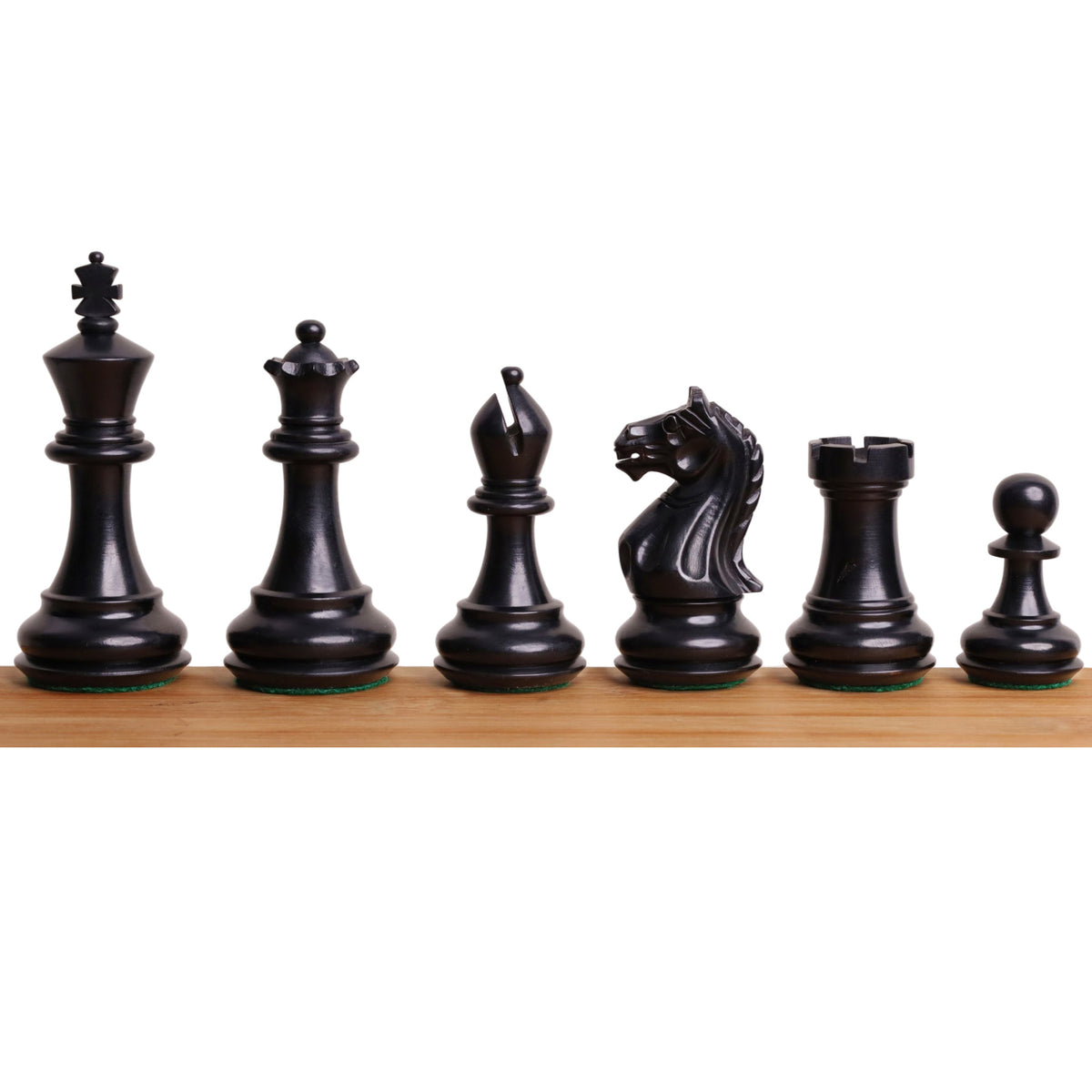 Complete set of black Ebonised Boxwood chess pieces from the Queen's Gambit Staunton collection.