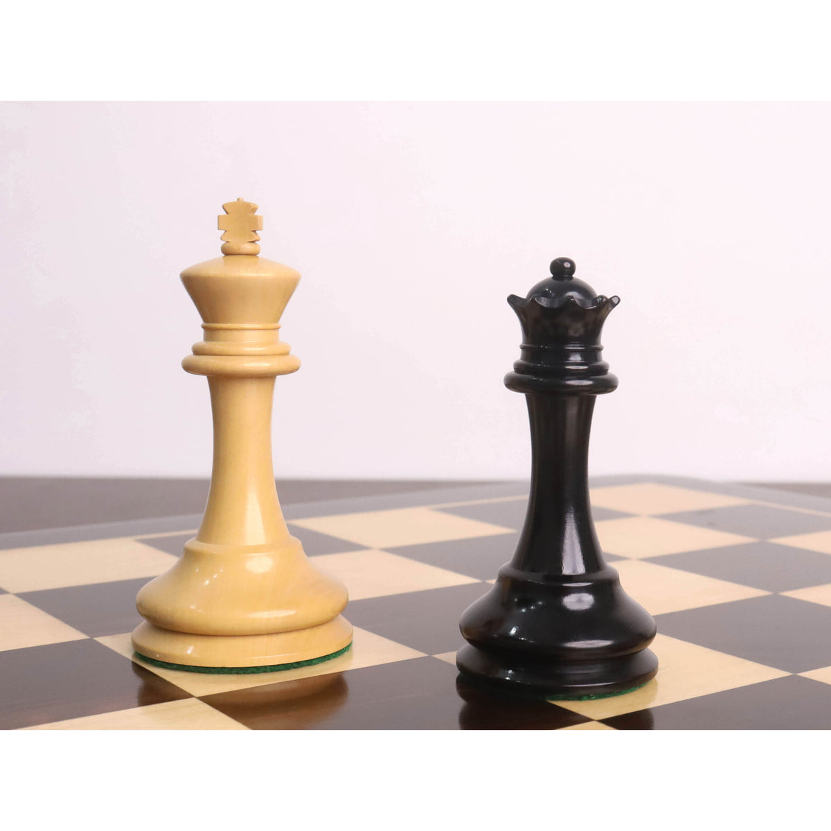 Jeu d'échecs Staunton Anderssen Dropjaw de 1856 environ, légèrement imparfait, 3,5 pouces - Pièces d'échecs uniquement - Ébène et buis