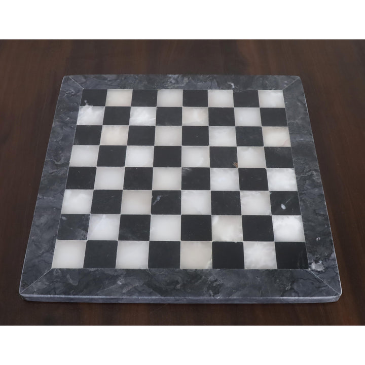 Slightly Imperfect Onyx Marble Chess Pieces & Board Combo Set - 12" - Black and White Stone