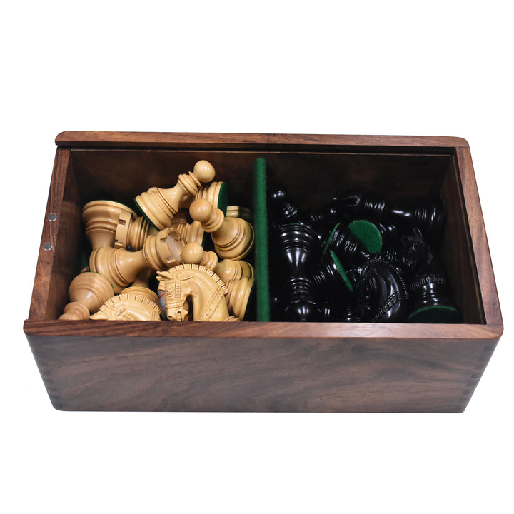 Golden Rosewood Chess Pieces Storage Box For chessmen set upto 4.5 inch - Warehouse Clearance - USA Shipping Only