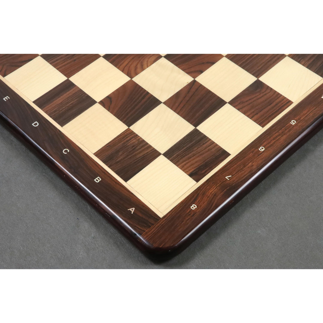 Slightly Imperfect 21" Flat Chessboard in Rosewood & Maple Wood - 55 mm Square- Algebraic Notations - Warehouse Clearance - Europe Shipping Only