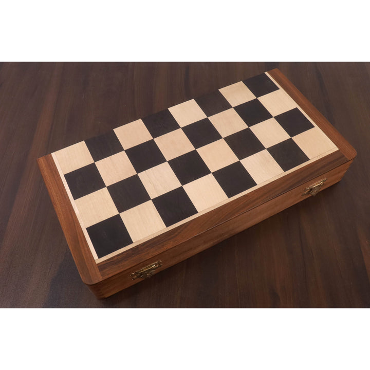 16" Premier Series Magnetic Travel Chess Set- Ebony & Maple Wood Board with Ebonised Boxwood Pieces - Warehouse Clearance - Europe Shipping Only