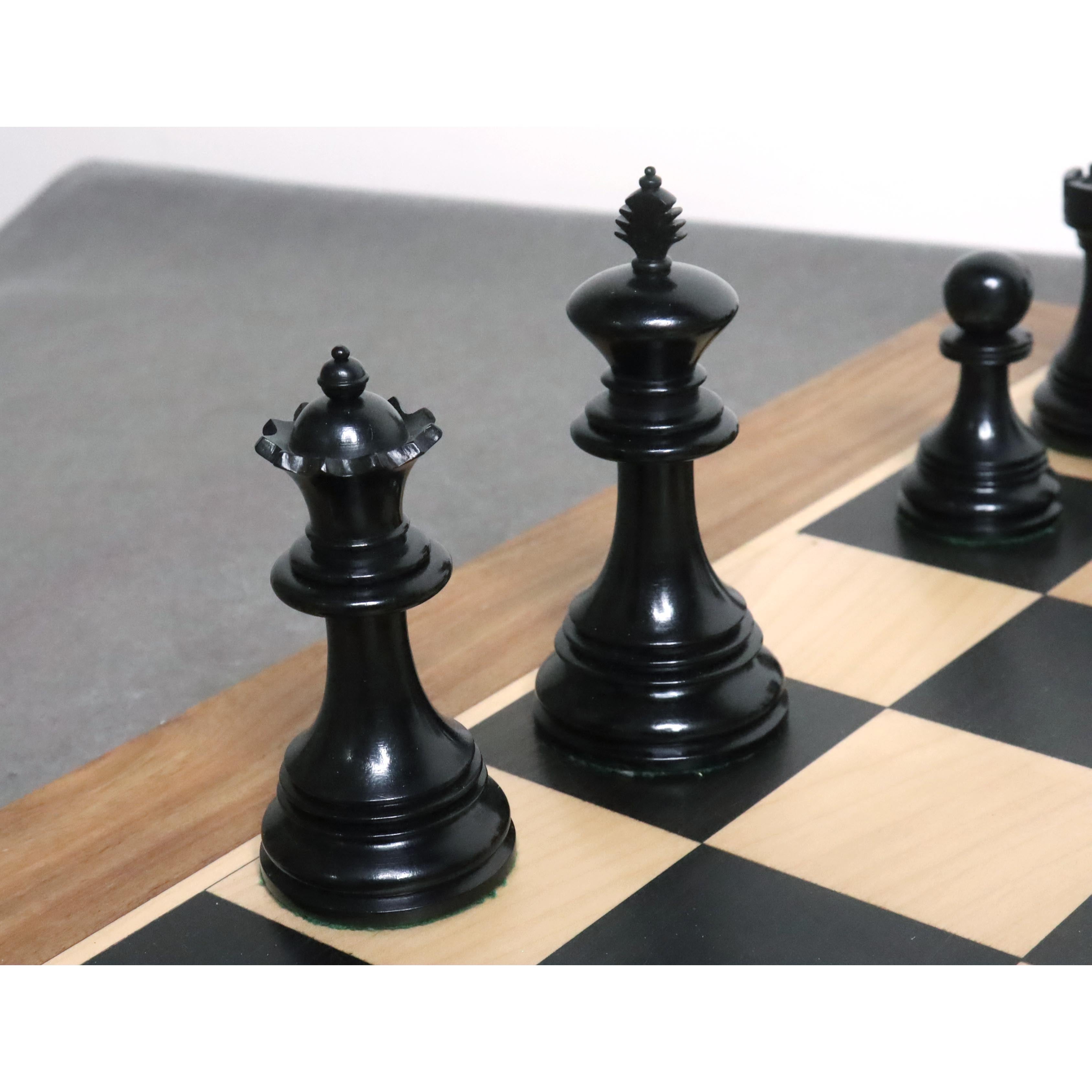 Slightly Imperfect 4.2" Luxury Patton Staunton Chess Pieces Only set - Ebony Wood - Triple Weighted